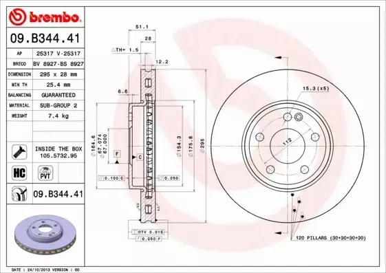 BREMBO TARCZE+KLOCKI PRZÓD MERCEDES A W176 295MM 