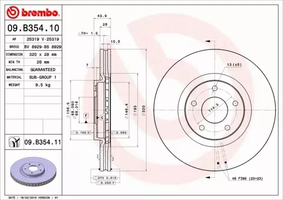 BREMBO TARCZE HAMULCOWE PRZÓD 09.B354.11 