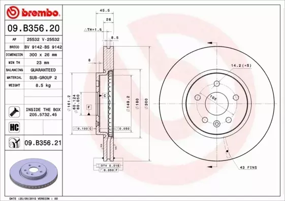 BREMBO TARCZE+KLOCKI PRZÓD+TYŁ OPEL MOKKA 300MM 