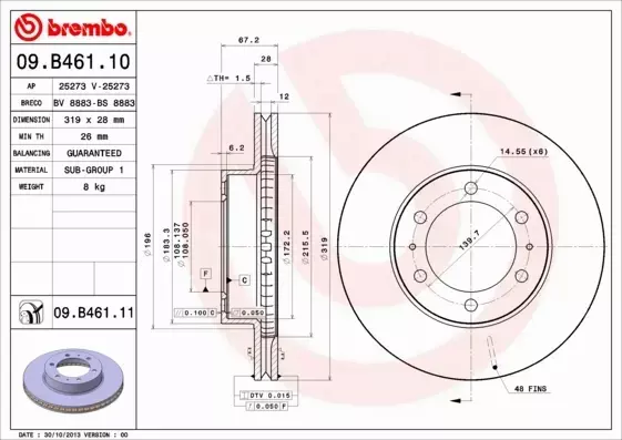 BREMBO Tarcza hamulcowa 09.B461.10 