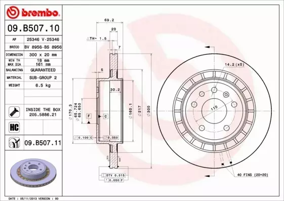 BREMBO TARCZE+KLOCKI TYŁ SAAB 9-5 YS3E 300MM 