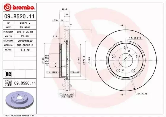 BREMBO TARCZE+KLOCKI P TOYOTA RAV4 III IV 275MM 