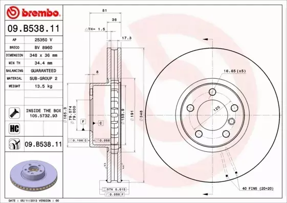 BREMBO TARCZE+KLOCKI PRZÓD BMW 7 E65 E66 348MM 