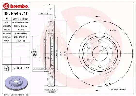 BREMBO Tarcza hamulcowa 09.B545.11 