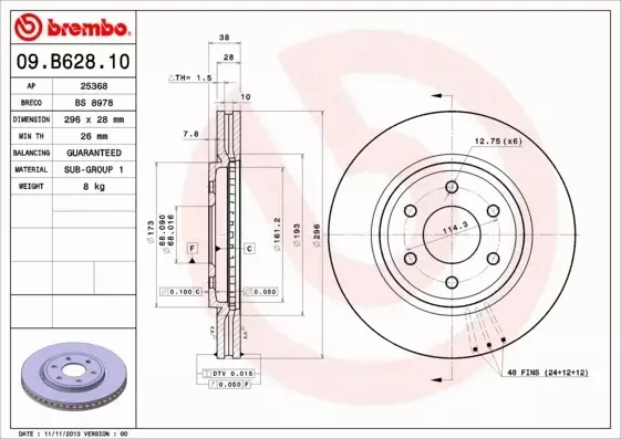 BREMBO TARCZE+KLOCKI P NISSAN NAVARA D40 296MM 