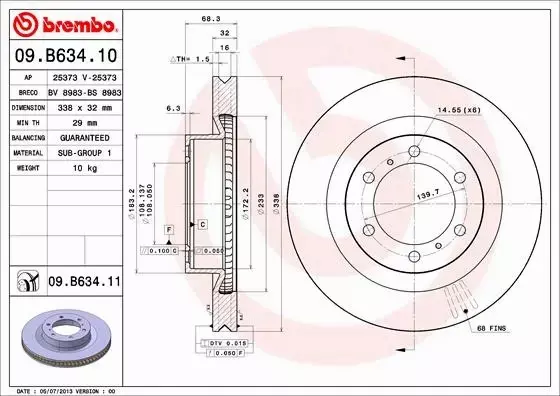 BREMBO TARCZE HAMULCOWE PRZÓD 09.B634.11 