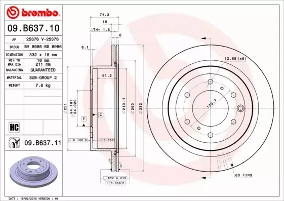 BREMBO TARCZE+KLOCKI T MITSUBISHI PAJERO IV 332MM 