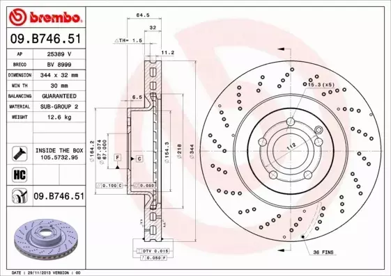 BREMBO TARCZE+KLOCKI PRZÓD MERCEDES E W212 344MM 