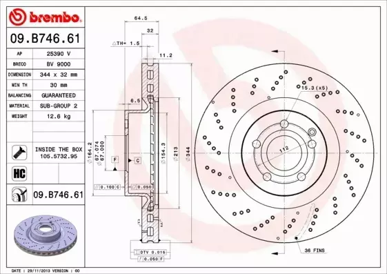 BREMBO TARCZE HAMULCOWE PRZÓD 09.B746.61 