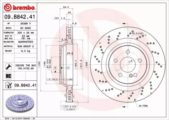 BREMBO TARCZE+KLOCKI TYŁ MERCEDES SL55 AMG R230 