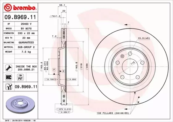 BREMBO TARCZE+KLOCKI TYŁ AUDI A8 D4 Q7 4M 330MM 