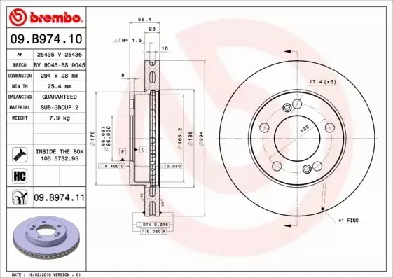 BREMBO TARCZE+KLOCKI P SSANGYONG ACTYON I 294MM 