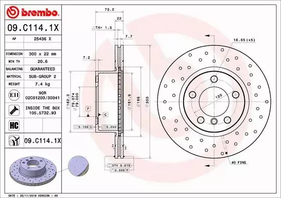 BREMBO TARCZA HAMULCOWA 09.C114.1X 