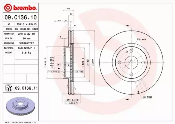 BREMBO TARCZE+KLOCKI PRZÓD MAZDA MX-5 NB 270MM 