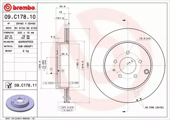 BREMBO TARCZE+KLOCKI TYŁ MAZDA CX-7 ER 325MM 