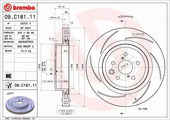 BREMBO TARCZE+KLOCKI TYŁ LEXUS GS F IV 345MM 