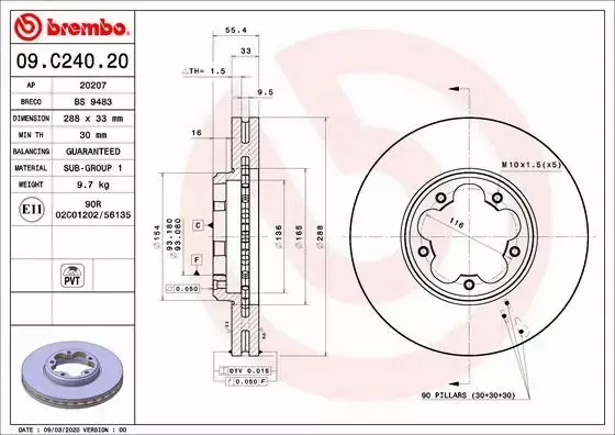 BREMBO TARCZA HAMULCOWA 09.C240.20 