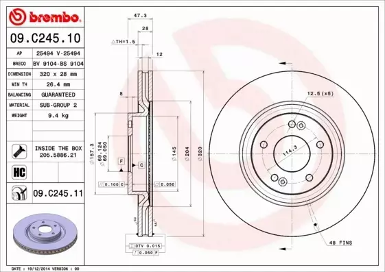 BREMBO TARCZE+KLOCKI PRZÓD HYUNDAI I40 320MM 