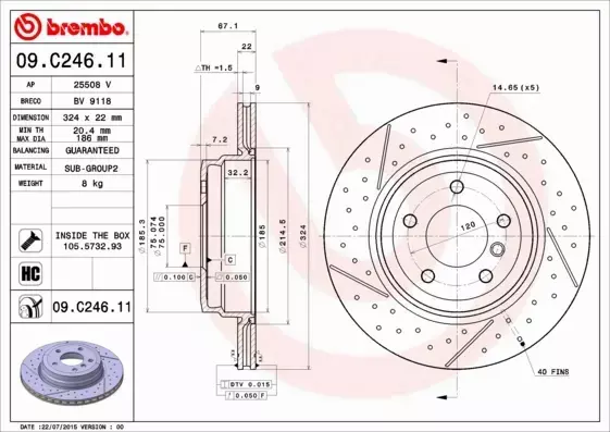 BREMBO TARCZE+KLOCKI TYŁ BMW 1 E81 E82 324MM 