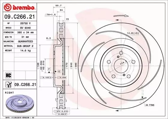 BREMBO TARCZE HAMULCOWE 09.C266.21 