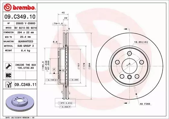 BREMBO TARCZE+KLOCKI PRZÓD BMW X1 F48 294MM 