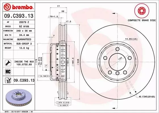 BREMBO TARCZE+KLOCKI PRZÓD BMW 5 E60 E61 6 E63 E64 348MM 