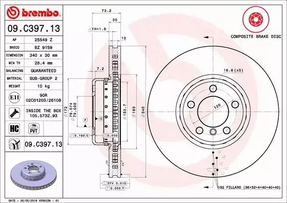 BREMBO TARCZE+KLOCKI PRZÓD BMW 1 F20 F21 340MM 