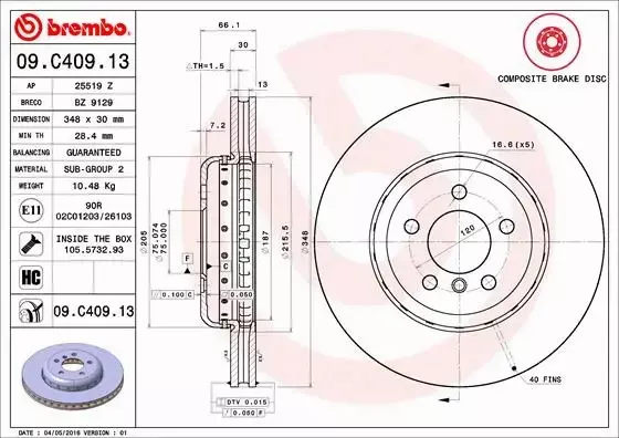 BREMBO TARCZE+KLOCKI PRZÓD BMW 5 F10 F11 348MM 