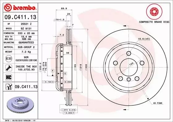 BREMBO TARCZE+KLOCKI TYŁ BMW 5 F10 F11 330MM 