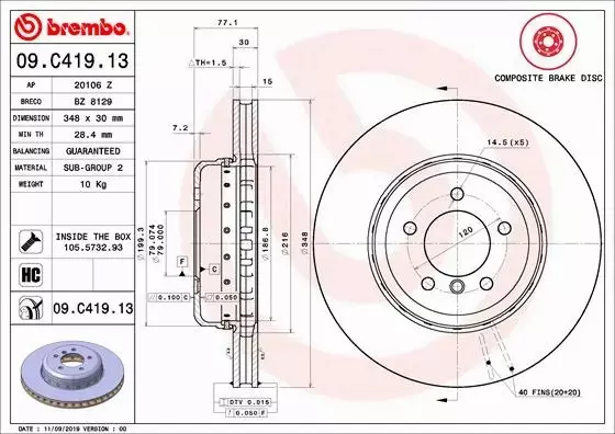 BREMBO TARCZE+KLOCKI PRZÓD BMW 5 E60 E61 6 E63 E64 348MM 