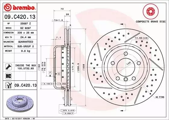 BREMBO TARCZE+KLOCKI PRZÓD BMW 1 E81 E87 338MM 