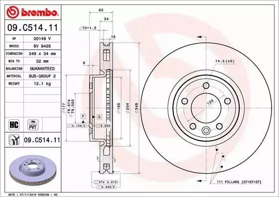 BREMBO TARCZE+KLOCKI PRZÓD RANGE ROVER IV 349MM 