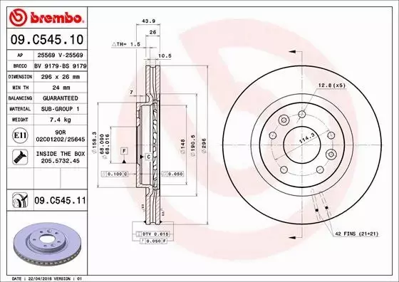 BREMBO TARCZE+KLOCKI PRZÓD NISSAN QASHQAI J11 296MM 