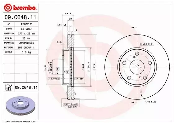 BREMBO Tarcza hamulcowa 09.C648.11 