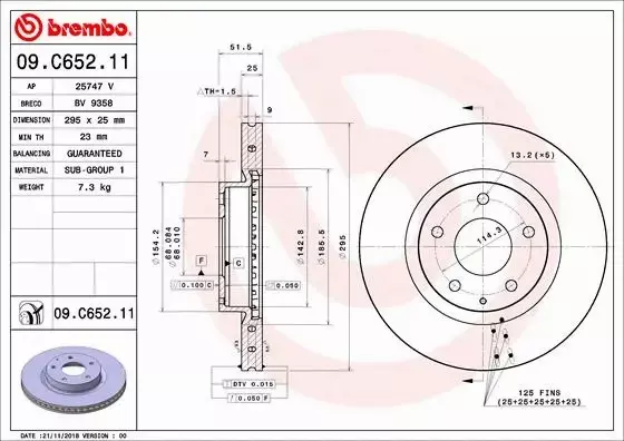 BREMBO Tarcza hamulcowa 09.C652.11 