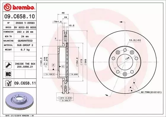  BREMBO TARCZE+KLOCKI PRZÓD PEUGEOT 308 II 283MM 