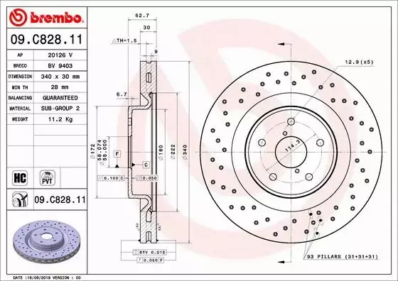 BREMBO TARCZE+KLOCKI PRZÓD SUBARU WRX GJ 340MM 