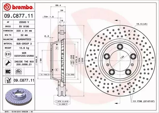 BREMBO TARCZE+KLOCKI P PORSCHE 911 996 997 330MM 