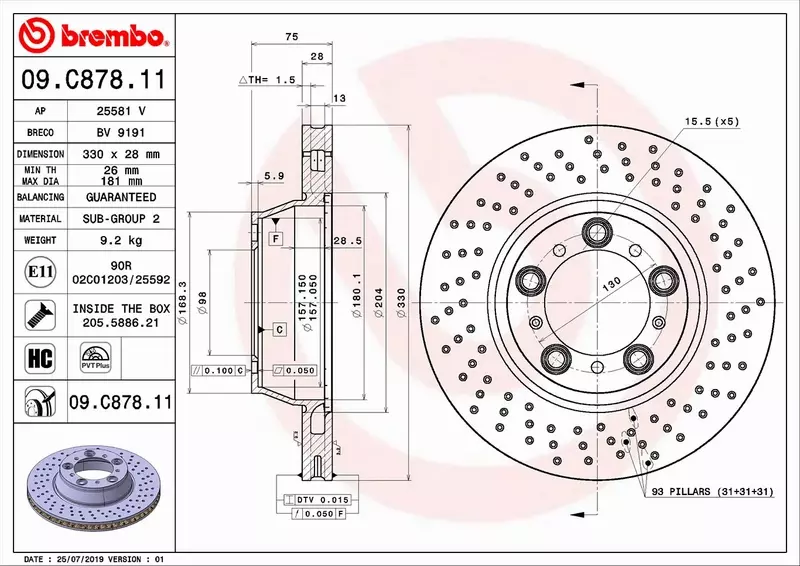 BREMBO TARCZE+KLOCKI T PORSCHE 911 996 997 330MM 