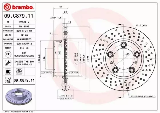 BREMBO TARCZE+KLOCKI P PORSCHE CAYMAN 987 298MM 