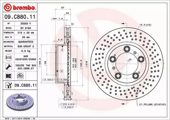 BREMBO TARCZE+KLOCKI P PORSCHE BOXSTER 987 318MM 