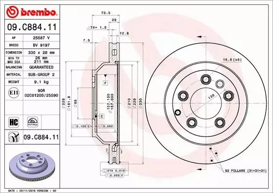 BREMBO TARCZE+KLOCKI T VW TOUAREG 7L 330MM 