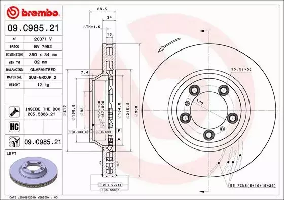 BREMBO TARCZE+KLOCKI P PORSCHE CAYENNE 9Y 350MM 