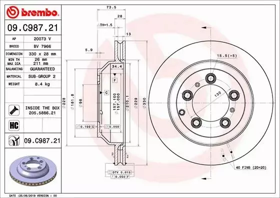 BREMBO TARCZE+KLOCKI T PORSCHE CAYENNE 9Y 330MM 