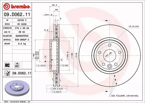 BREMBO TARCZE+KLOCKI PRZÓD JAGUAR XE X760 316MM 