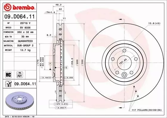 BREMBO TARCZE+KLOCKI PRZÓD JAGUAR XE X760 350MM 