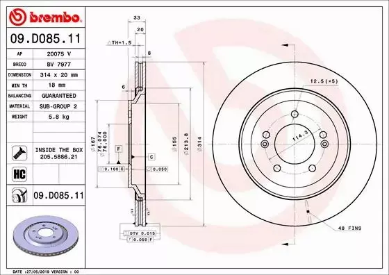 BREMBO Tarcza hamulcowa 09.D085.11 