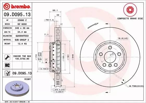 BREMBO TARCZE+KLOCKI PRZÓD BMW 5 G30 G31 7 G11 X3 G01 X4 G02 SUPRA 348MM 