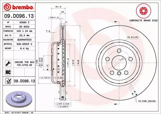 BREMBO TARCZE+KLOCKI TYŁ BMW X3 G01 X4 G02 345MM 