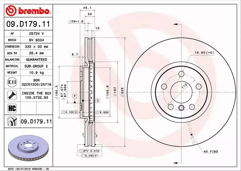 BREMBO TARCZE+KLOCKI PRZÓD MINI F54 F56 JCW 335MM 